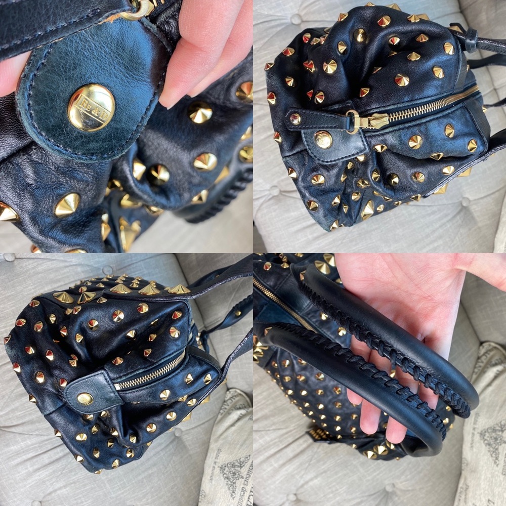 SOLD Be&D Garbo Studded Lamb Leather Satchel - Picture 9 of 15
